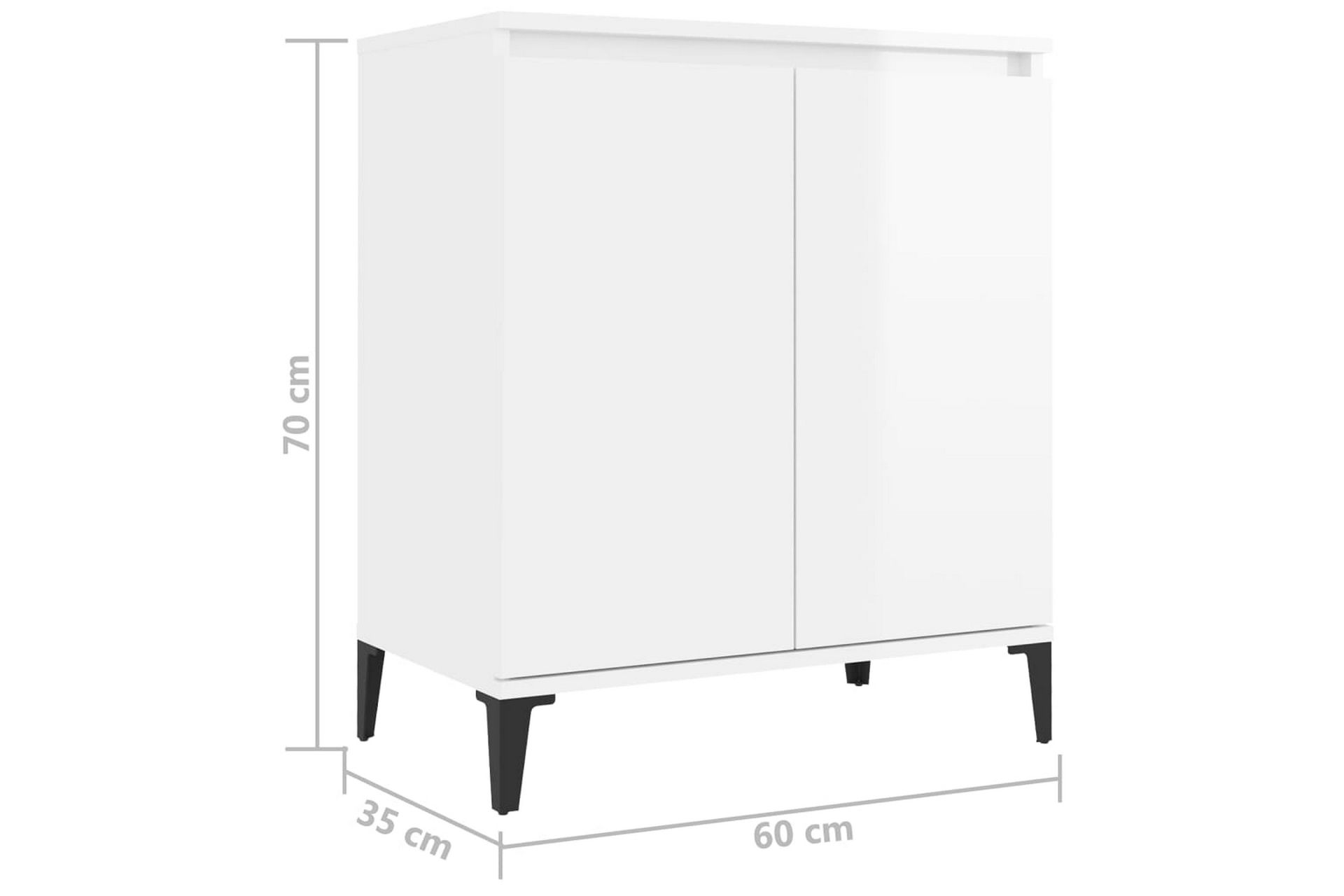 Skjenk høyglans hvit 60x35x70 cm sponplate - Hvit - Oppbevaring - Oppbevaringsmøbler - Sideboard & skjenker