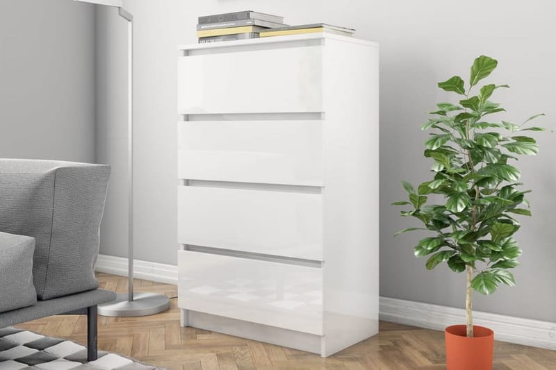 Skjenk høyglans hvit 60x35x98,5 cm sponplate - Oppbevaring - Oppbevaringsmøbler - Sideboard & skjenker