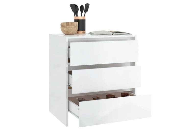 Skjenk høyglans hvit 70x41x75 cm sponplate - Hvit - Oppbevaring - Oppbevaringsmøbler - Sideboard & skjenker