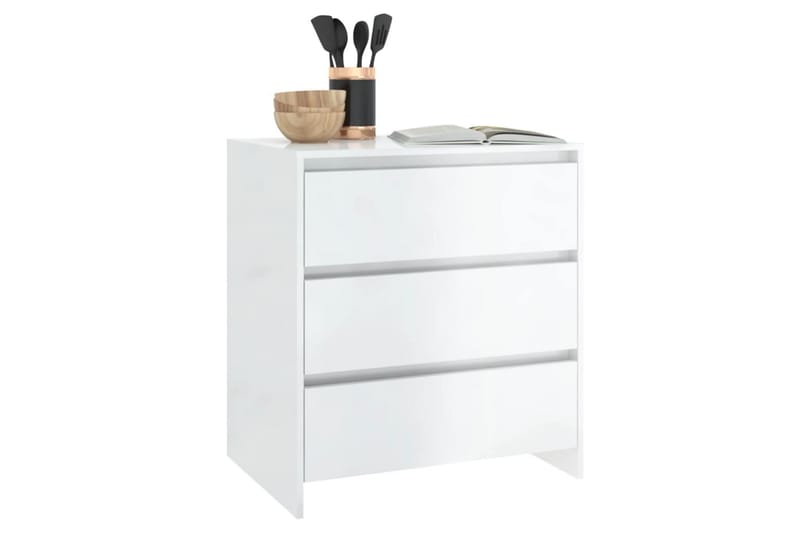 Skjenk høyglans hvit 70x41x75 cm sponplate - Hvit - Oppbevaring - Oppbevaringsmøbler - Sideboard & skjenker