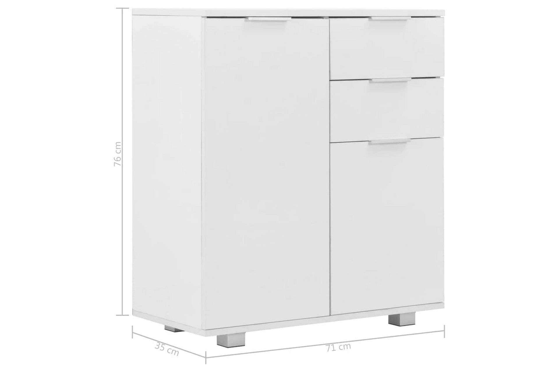 Skjenk høyglans hvit 71x35x76 cm sponplate - Hvit - Oppbevaring - Oppbevaringsmøbler - Sideboard & skjenker