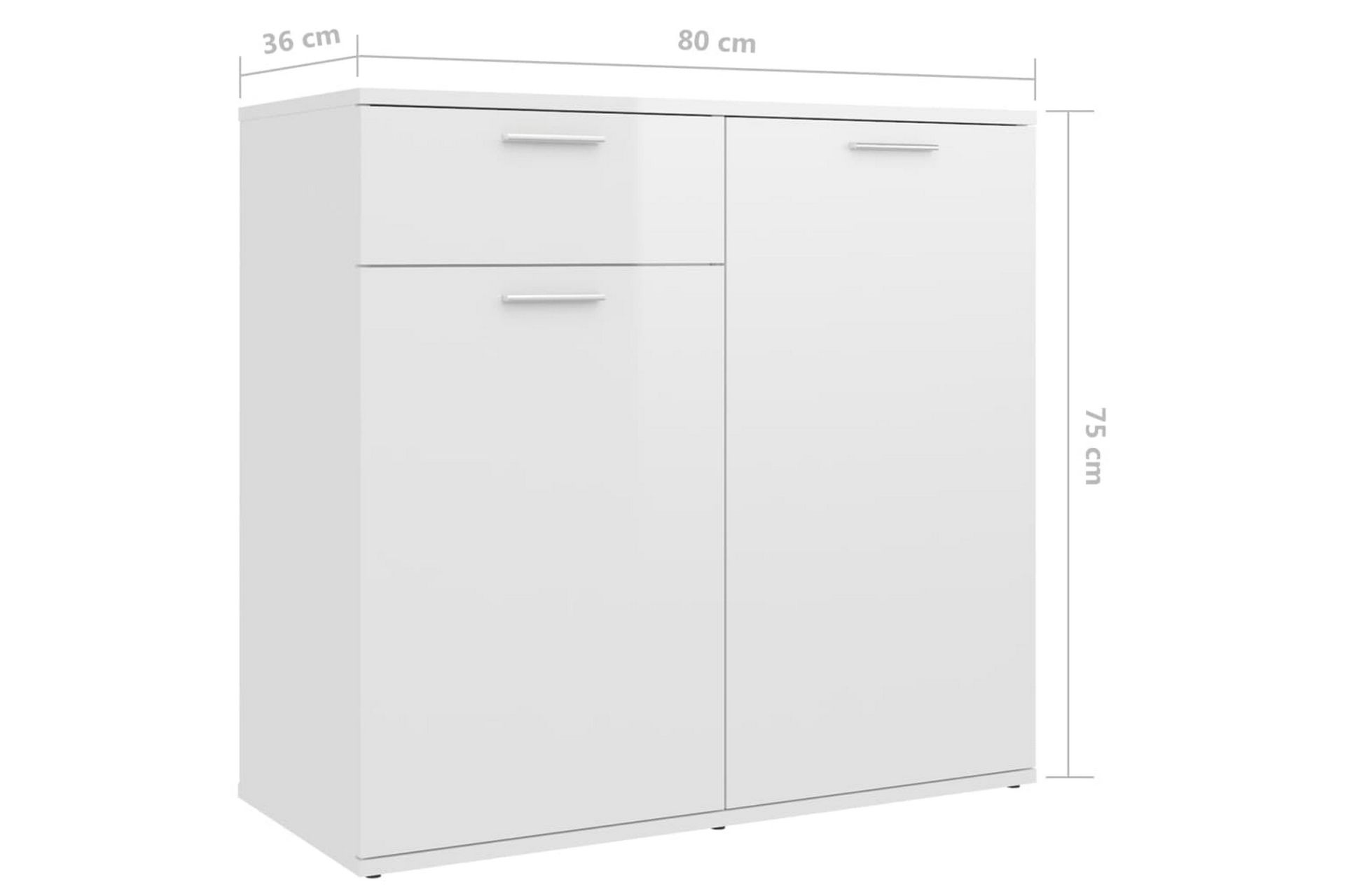 Skjenk høyglans hvit 80x36x75 cm sponplate - Hvit - Oppbevaring - Oppbevaringsmøbler - Sideboard & skjenker