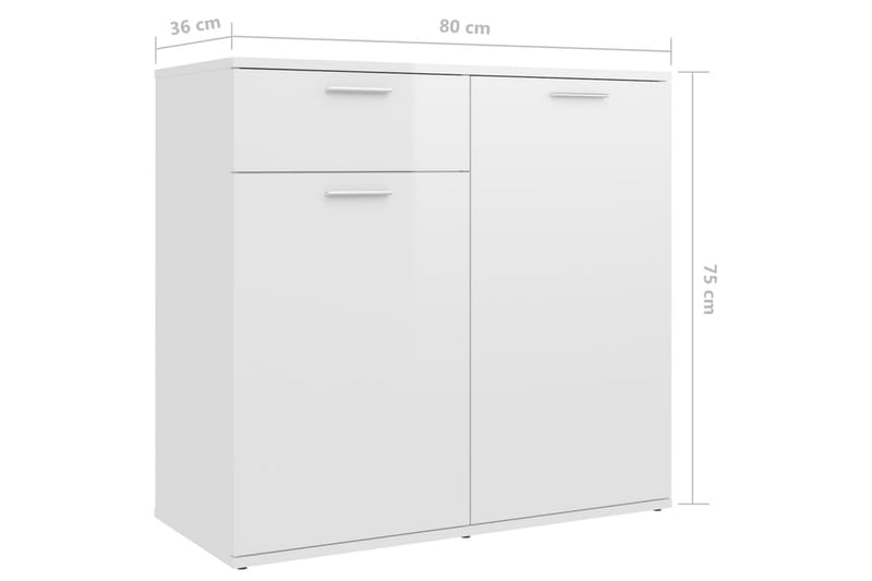 Skjenk høyglans hvit 80x36x75 cm sponplate - Hvit - Oppbevaring - Oppbevaringsmøbler - Sideboard & skjenker
