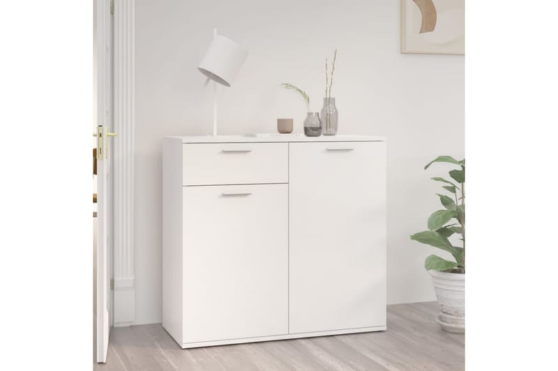 Skjenk høyglans hvit 80x36x75 cm sponplate - Hvit - Oppbevaring - Oppbevaringsmøbler - Sideboard & skjenker
