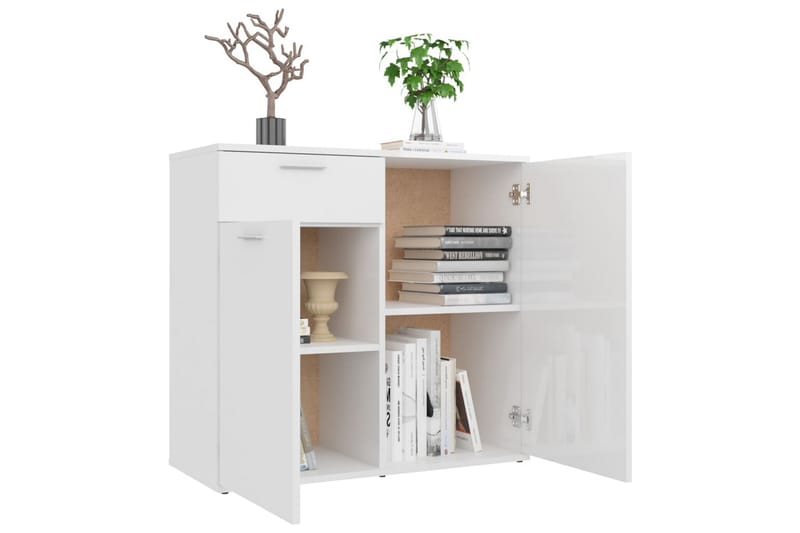 Skjenk høyglans hvit 80x36x75 cm sponplate - Hvit - Oppbevaring - Oppbevaringsmøbler - Sideboard & skjenker