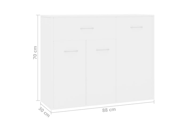 Skjenk høyglans hvit 88x30x70 cm sponplate - Oppbevaring - Oppbevaringsmøbler - Sideboard & skjenker