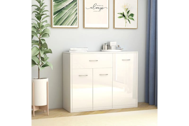 Skjenk høyglans hvit 88x30x70 cm sponplate - Oppbevaring - Oppbevaringsmøbler - Sideboard & skjenker