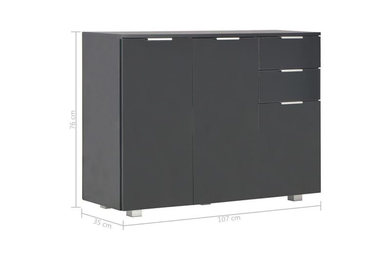 Skjenk høyglans svart 107x35x76 cm - Svart - Oppbevaring - Oppbevaringsmøbler - Sideboard & skjenker