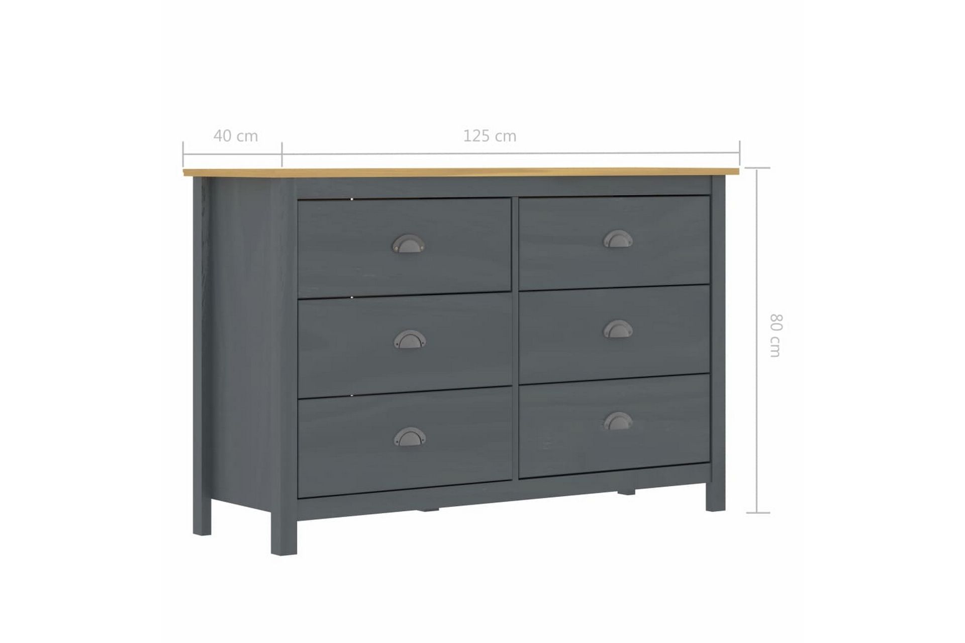 Skjenk Hill Range grå 125x40x80 cm heltre furu - Oppbevaring - Oppbevaringsmøbler - Sideboard & skjenker