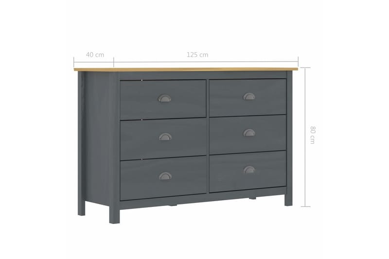 Skjenk Hill Range grå 125x40x80 cm heltre furu - Oppbevaring - Oppbevaringsmøbler - Sideboard & skjenker