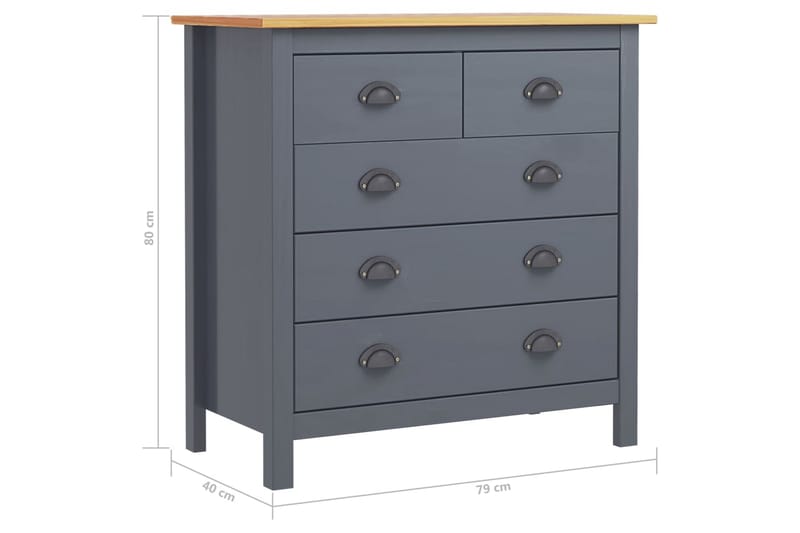 Skjenk Hill Range grå 79x40x80 cm heltre furu - Sideboard & skjenker