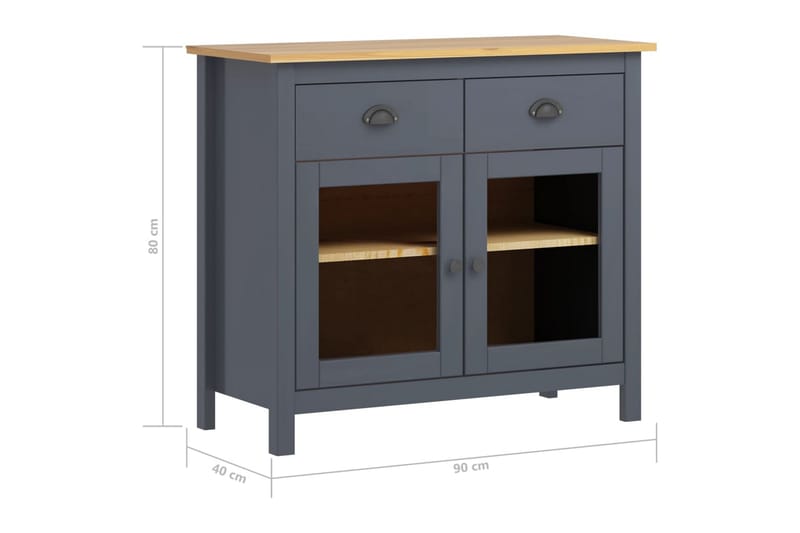 Skjenk Hill Range grå 90x40x80 cm heltre furu - Sideboard & skjenker