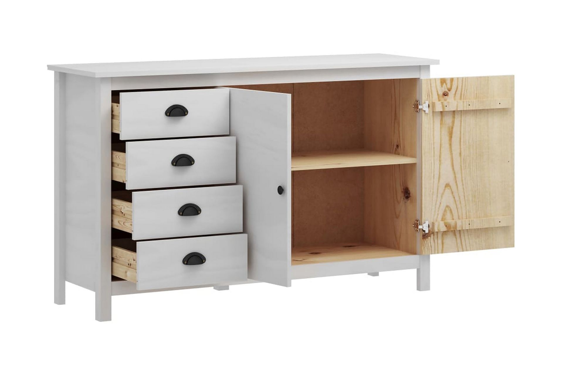 Skjenk Hill Range hvit 130x40x80 cm heltre furu - Oppbevaring - Oppbevaringsmøbler - Sideboard & skjenker