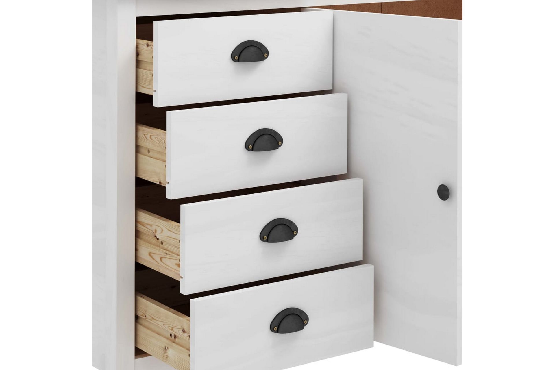 Skjenk Hill Range hvit 130x40x80 cm heltre furu - Oppbevaring - Oppbevaringsmøbler - Sideboard & skjenker
