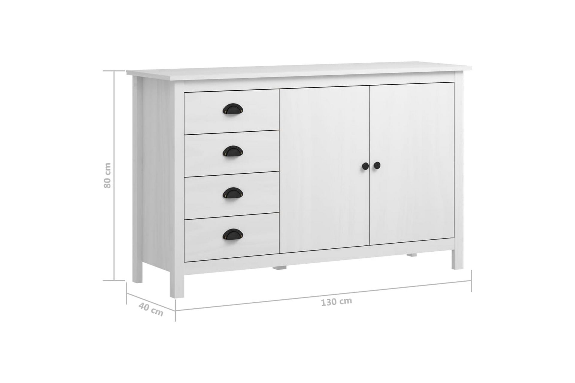 Skjenk Hill Range hvit 130x40x80 cm heltre furu - Oppbevaring - Oppbevaringsmøbler - Sideboard & skjenker