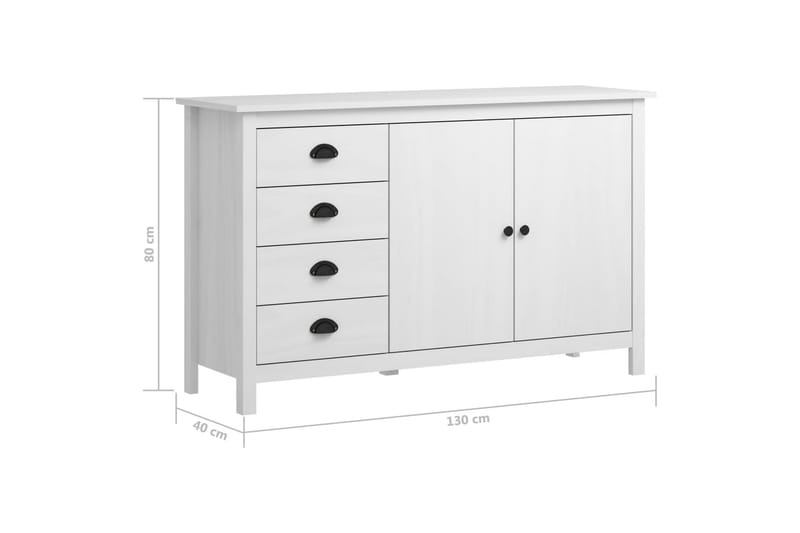 Skjenk Hill Range hvit 130x40x80 cm heltre furu - Oppbevaring - Oppbevaringsmøbler - Sideboard & skjenker