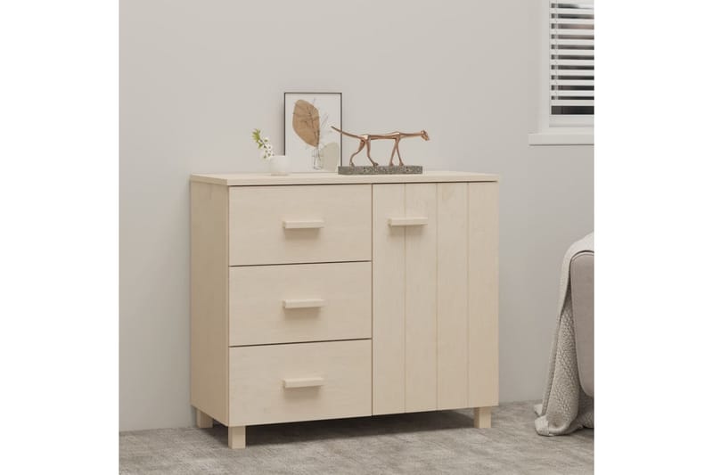 Skjenk honningbrun 90x40x80 cm heltre furu - Brun - Oppbevaring - Oppbevaringsmøbler - Sideboard & skjenker