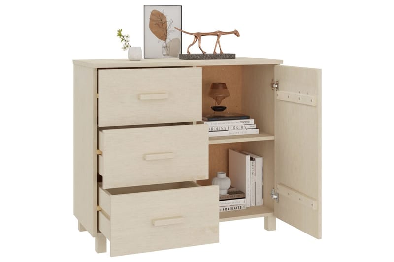 Skjenk honningbrun 90x40x80 cm heltre furu - Brun - Oppbevaring - Oppbevaringsmøbler - Sideboard & skjenker