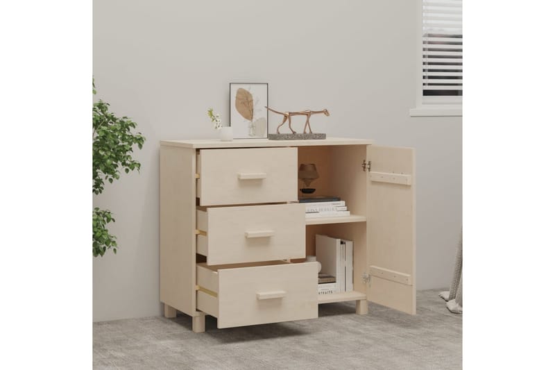 Skjenk honningbrun 90x40x80 cm heltre furu - Brun - Oppbevaring - Oppbevaringsmøbler - Sideboard & skjenker