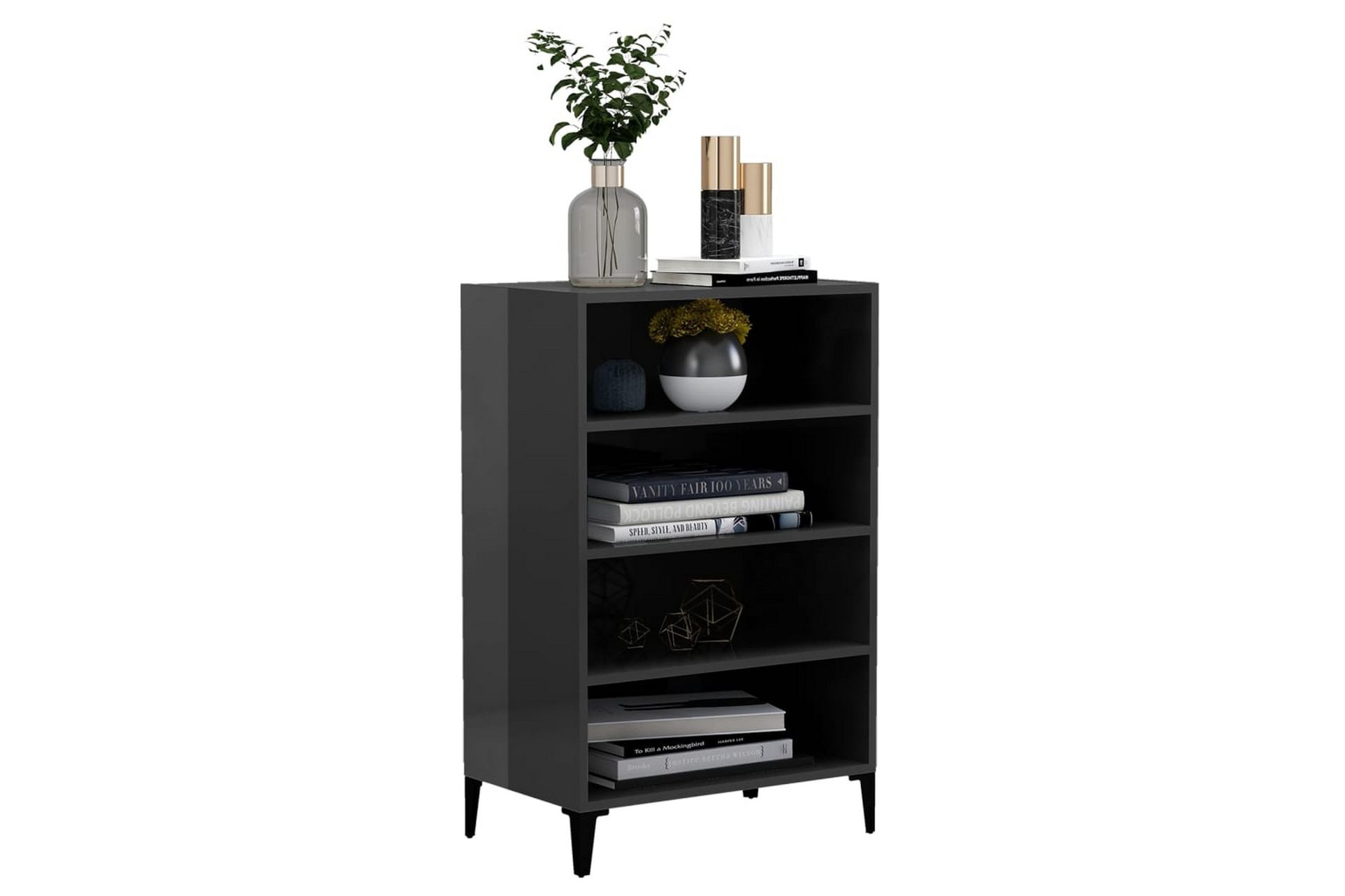 Skjenk höyglans grå 57x35x90 cm sponplate - Grå - Oppbevaring - Oppbevaringsmøbler - Sideboard & skjenker