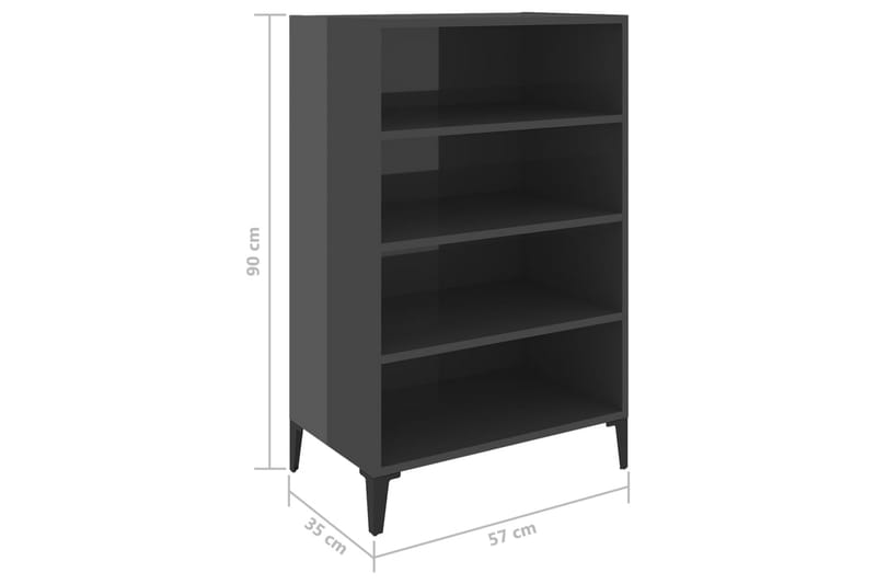 Skjenk höyglans grå 57x35x90 cm sponplate - Grå - Oppbevaring - Oppbevaringsmøbler - Sideboard & skjenker