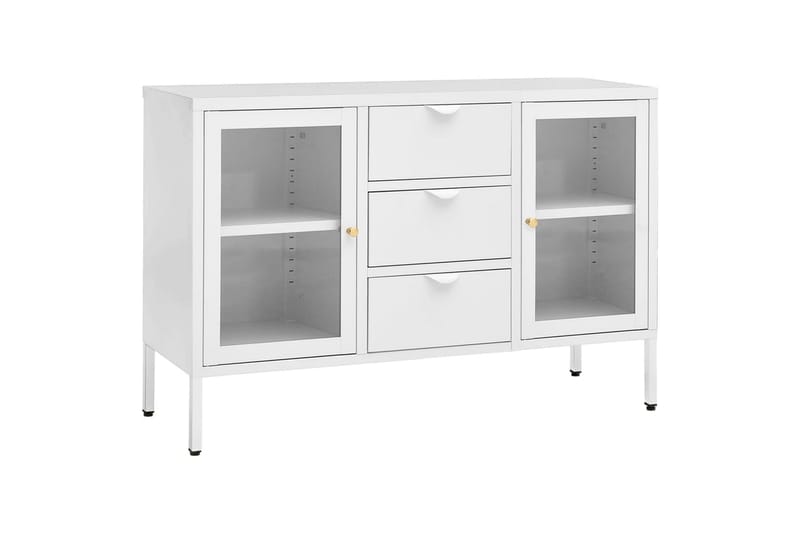 Skjenk hvit 105x35x70 cm stål og herdet glass - Hvit - Oppbevaring - Oppbevaringsmøbler - Sideboard & skjenker