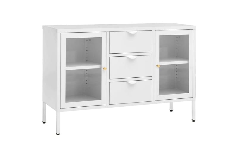 Skjenk hvit 105x35x70 cm stål og herdet glass - Hvit - Sideboard & skjenker