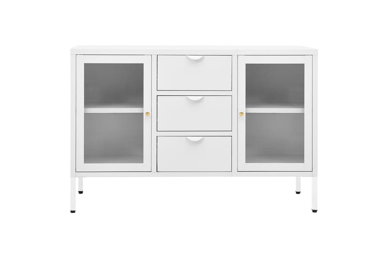 Skjenk hvit 105x35x70 cm stål og herdet glass - Hvit - Oppbevaring - Oppbevaringsmøbler - Sideboard & skjenker