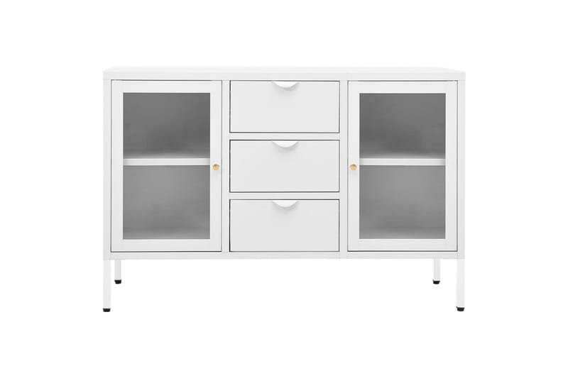 Skjenk hvit 105x35x70 cm stål og herdet glass - Hvit - Sideboard & skjenker