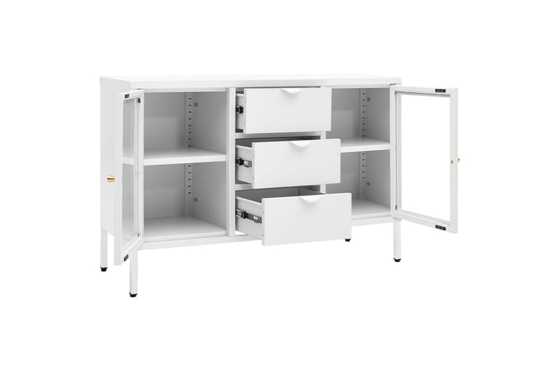 Skjenk hvit 105x35x70 cm stål og herdet glass - Hvit - Oppbevaring - Oppbevaringsmøbler - Sideboard & skjenker