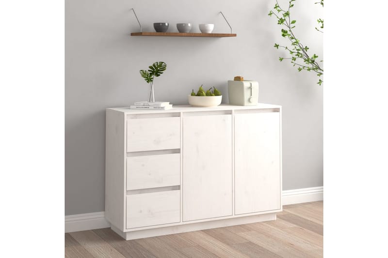 Skjenk hvit 111x34x75 cm heltre furu - Hvit - Sideboard & skjenker