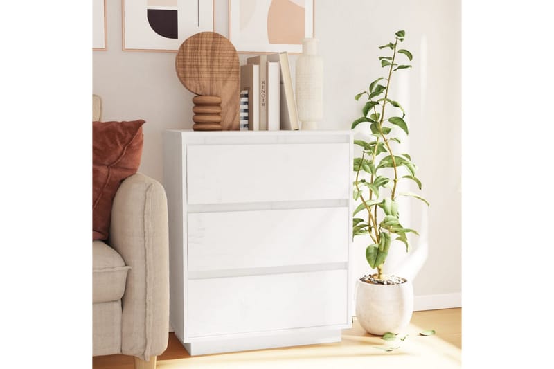 Skjenk hvit 60x34x75 cm heltre furu - Hvit - Oppbevaring - Oppbevaringsmøbler - Sideboard & skjenker