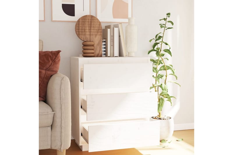 Skjenk hvit 60x34x75 cm heltre furu - Hvit - Oppbevaring - Oppbevaringsmøbler - Sideboard & skjenker