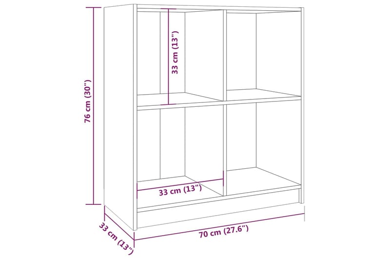 Skjenk hvit 70x33x76 cm heltre furu - Hvit - Sideboard & skjenker