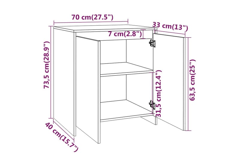Skjenk hvit 70x40x73,5 cm sponplate - Hvit - Oppbevaring - Oppbevaringsmøbler - Sideboard & skjenker