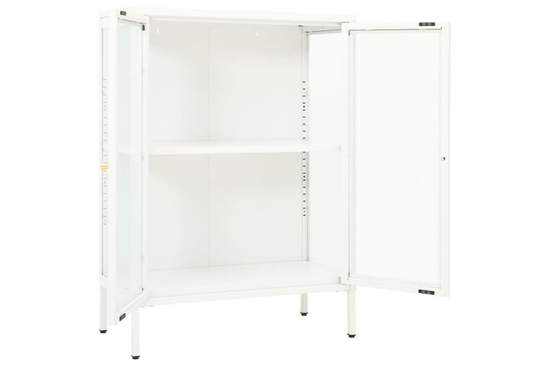 Skjenk hvit 75x35x105 cm stål og glass - Hvit - Oppbevaring - Oppbevaringsmøbler - Sideboard & skjenker