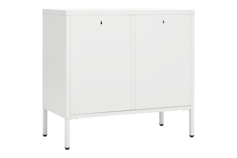 Skjenk hvit 75x35x70 cm stål og herdet glass - Hvit - Sideboard & skjenker