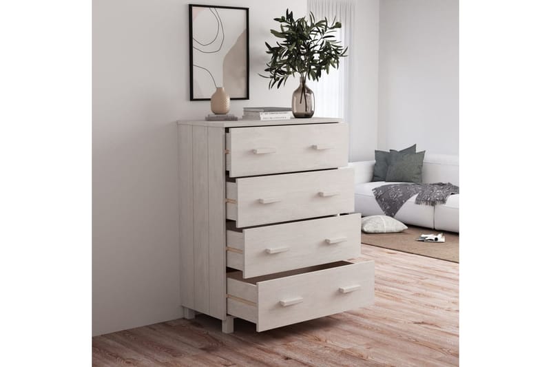 Skjenk hvit 79x40x103,5 cm heltre furu - Hvit - Oppbevaring - Oppbevaringsmøbler - Sideboard & skjenker