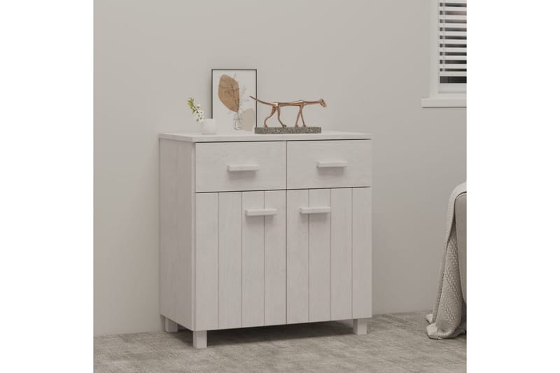 Skjenk hvit 79x40x80 cm heltre furu - Hvit - Sideboard & skjenker