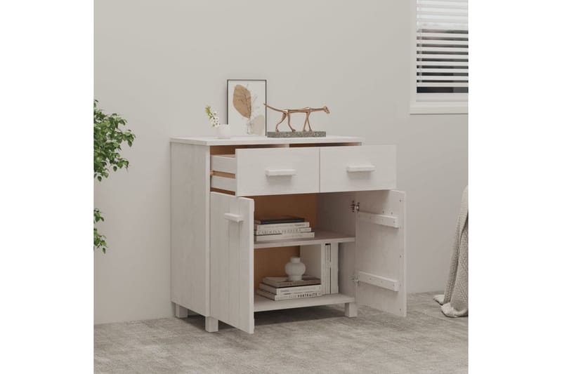 Skjenk hvit 79x40x80 cm heltre furu - Hvit - Oppbevaring - Oppbevaringsmøbler - Sideboard & skjenker