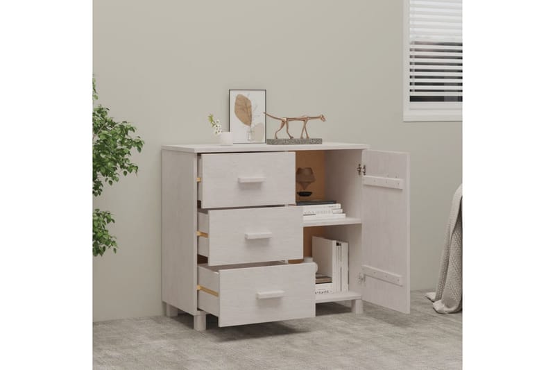 Skjenk hvit 90x40x80 cm heltre furu - Hvit - Oppbevaring - Oppbevaringsmøbler - Sideboard & skjenker