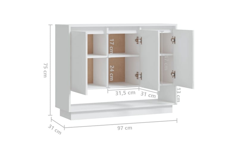 Skjenk hvit 97x31x75 cm sponplate - Hvit - Oppbevaring - Oppbevaringsmøbler - Sideboard & skjenker