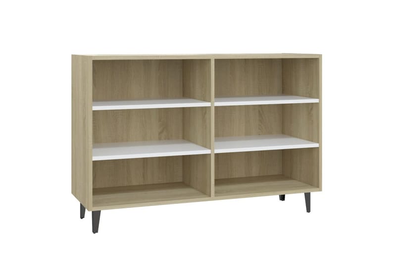 Skjenk hvit og sonoma eik 103,5x35x70 cm sponplate - Hvit - Oppbevaring - Oppbevaringsmøbler - Sideboard & skjenker