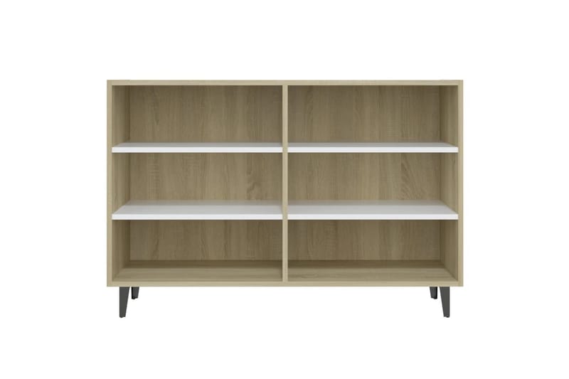 Skjenk hvit og sonoma eik 103,5x35x70 cm sponplate - Hvit - Oppbevaring - Oppbevaringsmøbler - Sideboard & skjenker