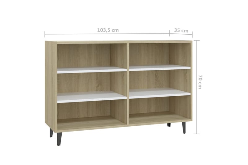 Skjenk hvit og sonoma eik 103,5x35x70 cm sponplate - Hvit - Oppbevaring - Oppbevaringsmøbler - Sideboard & skjenker