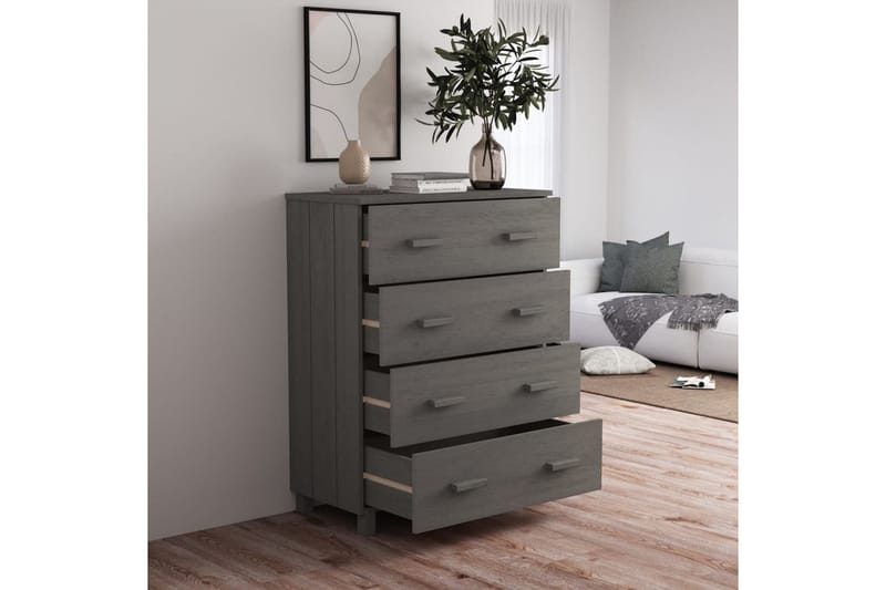 Skjenk lysegrå 79x40x103,5 cm heltre furu - Grå - Oppbevaring - Oppbevaringsmøbler - Sideboard & skjenker