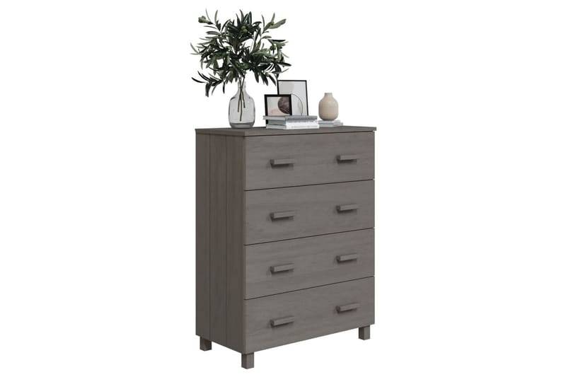 Skjenk lysegrå 79x40x103,5 cm heltre furu - Grå - Oppbevaring - Oppbevaringsmøbler - Sideboard & skjenker