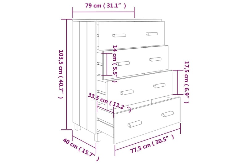 Skjenk lysegrå 79x40x103,5 cm heltre furu - Grå - Sideboard & skjenker