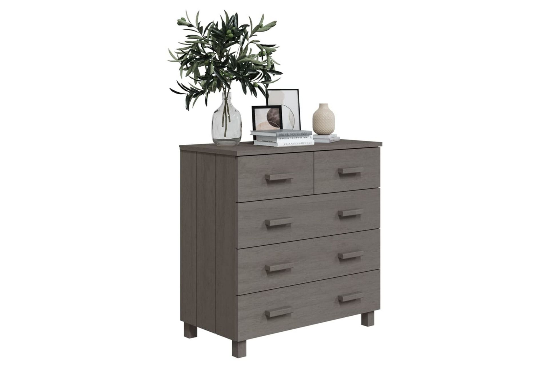 Skjenk lysegrå 79x40x80 cm heltre furu - Grå - Oppbevaring - Oppbevaringsmøbler - Sideboard & skjenker