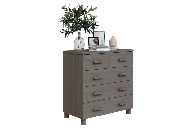 Skjenk lysegrå 79x40x80 cm heltre furu - Grå - Oppbevaring - Oppbevaringsmøbler - Sideboard & skjenker